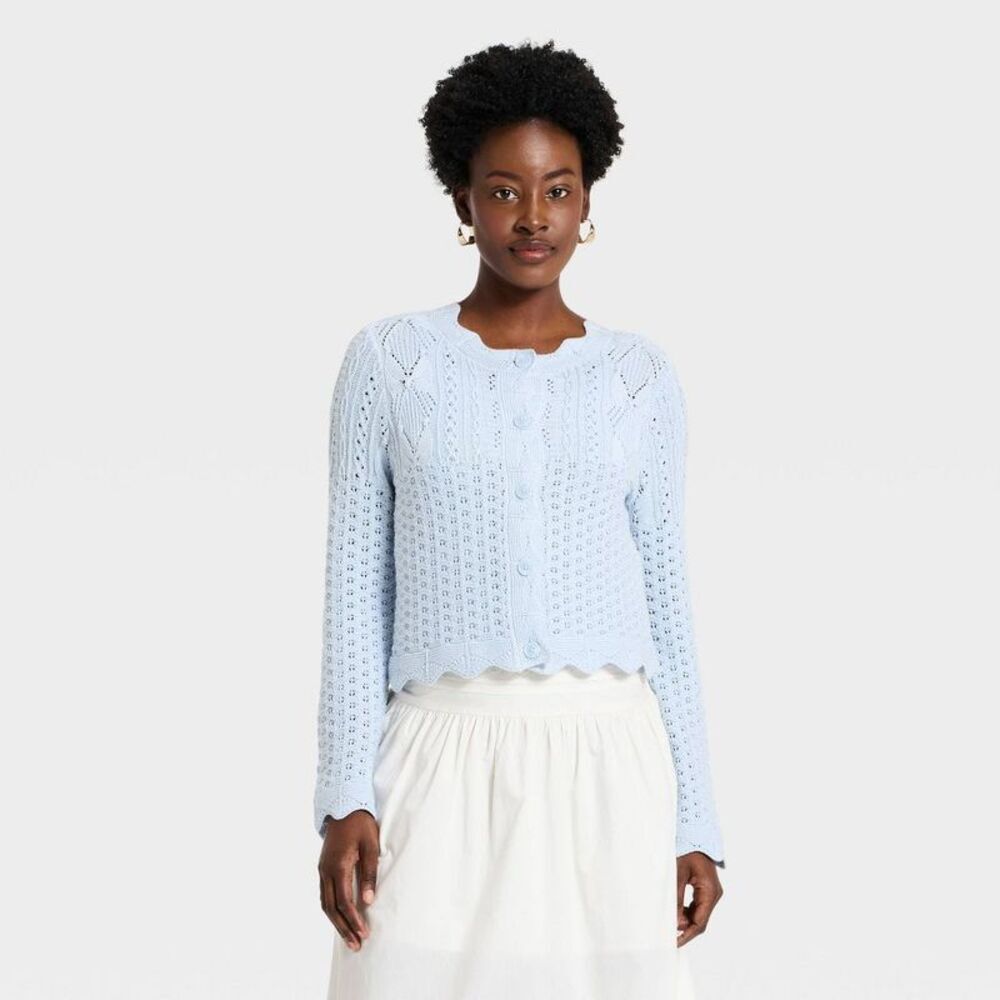 Women's Western Crafted Cardigan - Universal Thread Light Blue XS